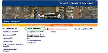 English: Screen shot of National University li...